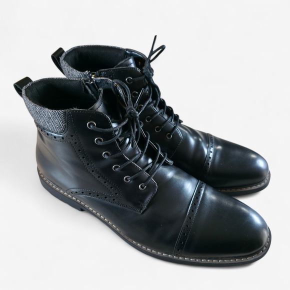 Bruno Marc Side Zip Black Faux Leather Dress Chukka Boots Mens Size 14 Gentleman main image 7